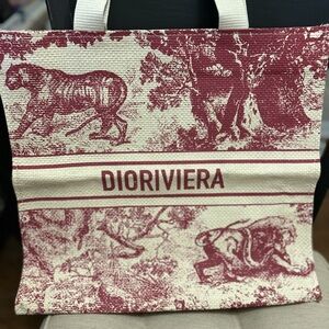 Dior Beige and Burgundy Tote Bag